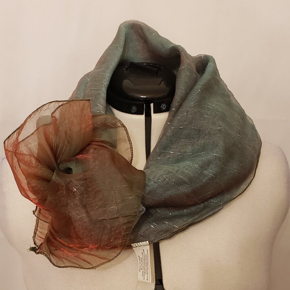 All Jazzed Up Seafoam Sheer Iridescent Scarf, 25" x 70"